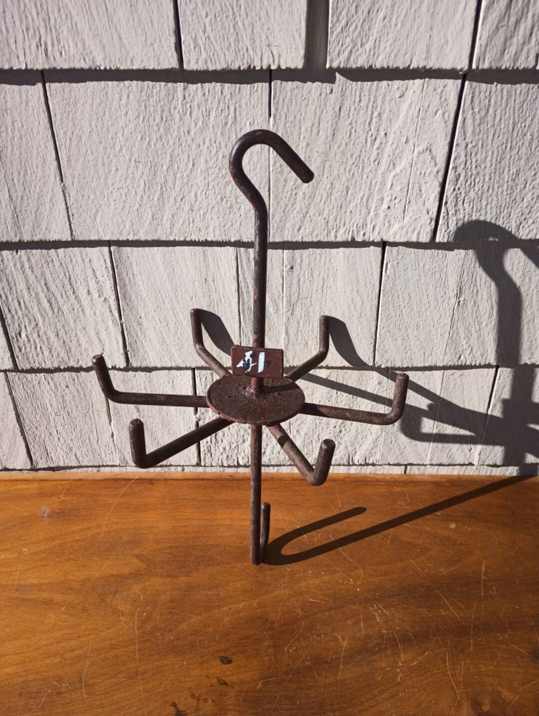 Vintage Hanging Rack With Hooks Great Industrial Look Etsy