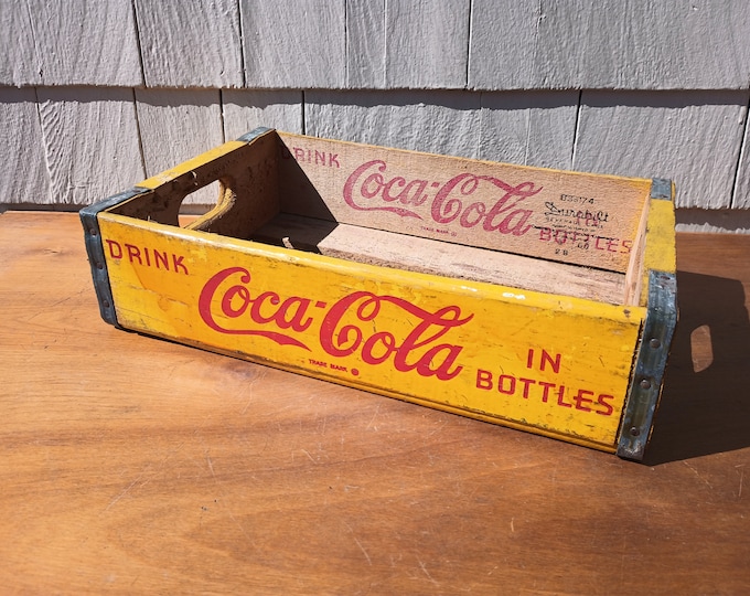 Vintage Coke Crate Classic Red and Yellow Etsy