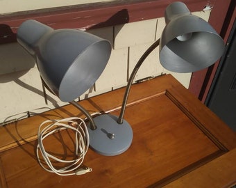 Vintage Adjustable Desk Lamp with Two Lights - Works!