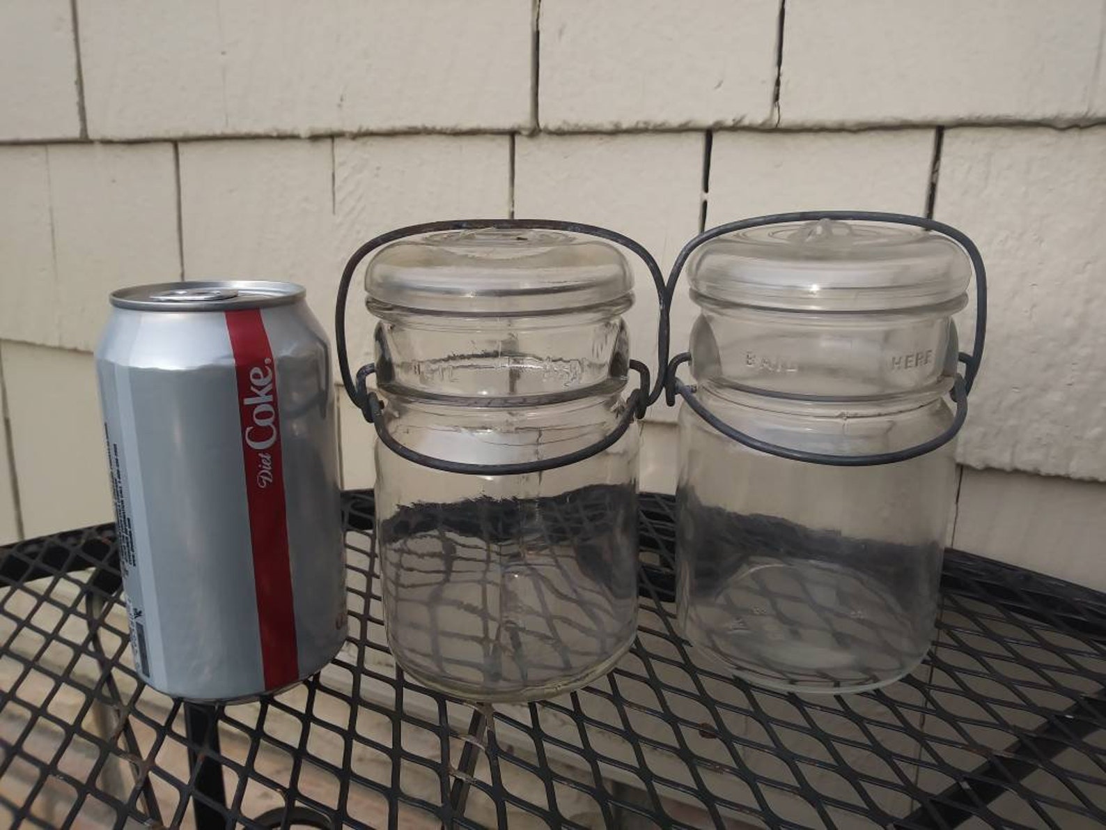 Pair of Small Hazel Atlas Mason Jars With Glass Lids and Wire Etsy