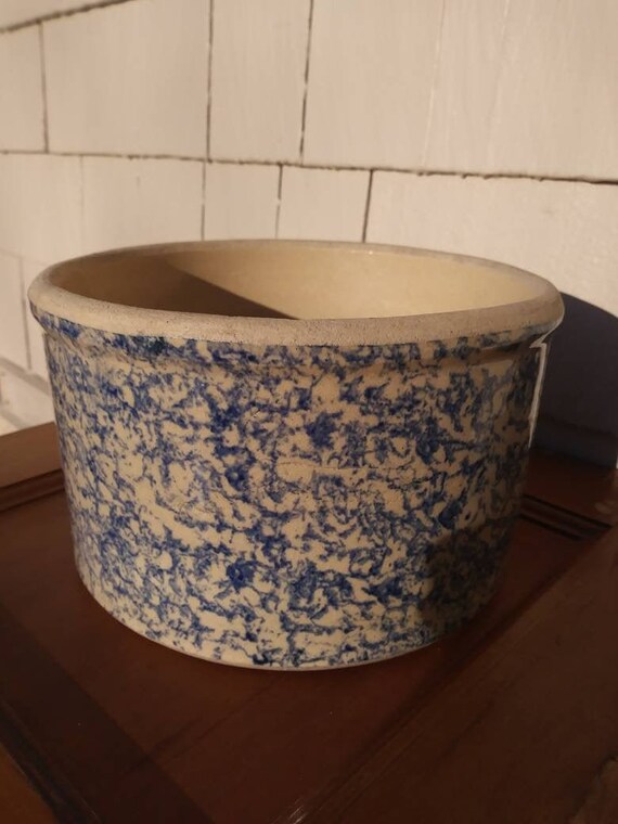 Vintage Blue Spongeware Bowl Etsy