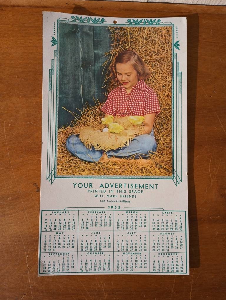 Vintage Advertising Calendar Cute Picture With Great Colors 1955 - Etsy