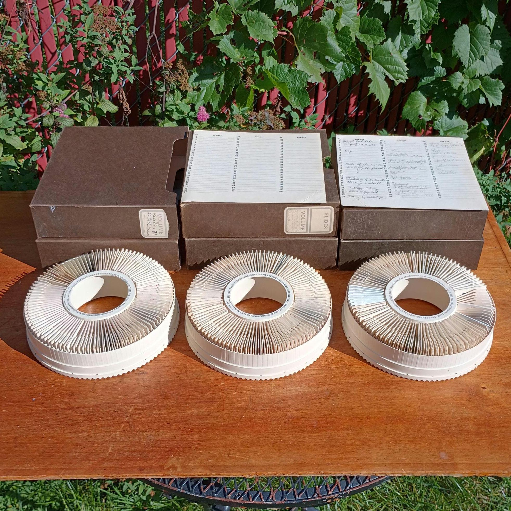 Group of Three Vintage Slide Carousels with Vintage Slides - Minnesota Pictures and More