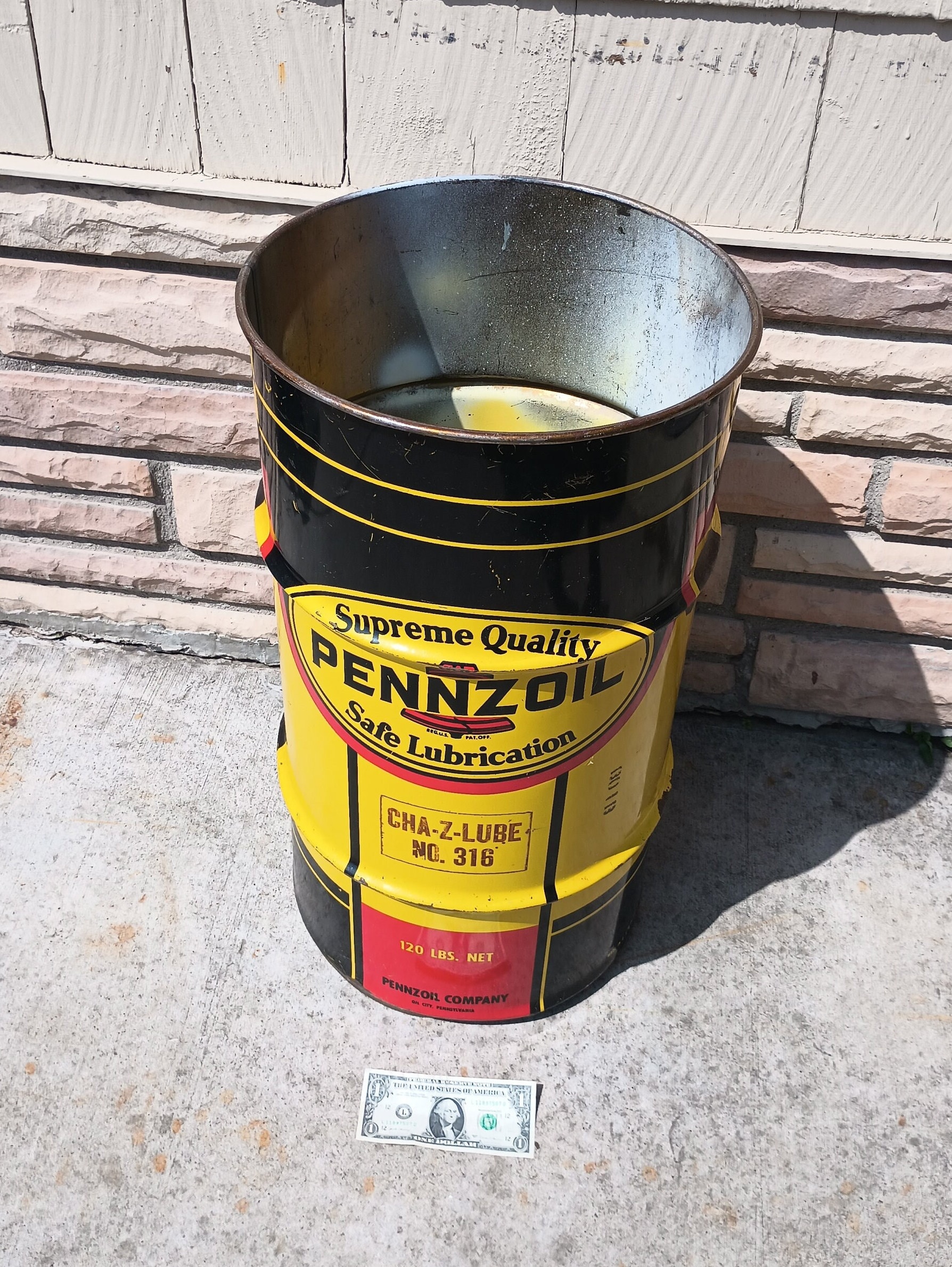 PENNZOILドラム缶 Large Vintage PENNZOIL Motor Oil 27