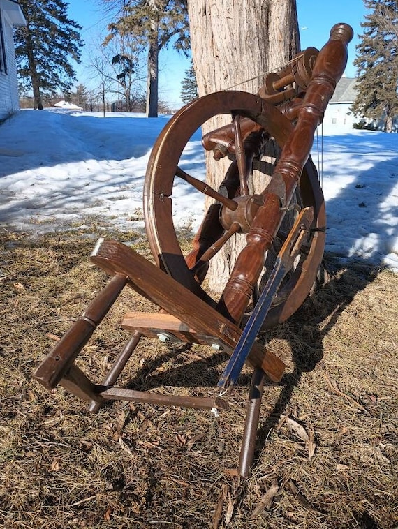 Vintage Upright or Castle Style Spinning Wheel Decorative -  Sweden