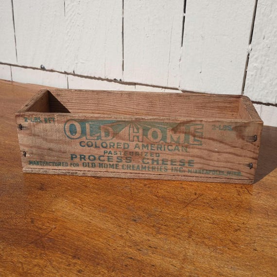 Vintage Wooden Cheese Box - Old Home Colored American Pasteurized