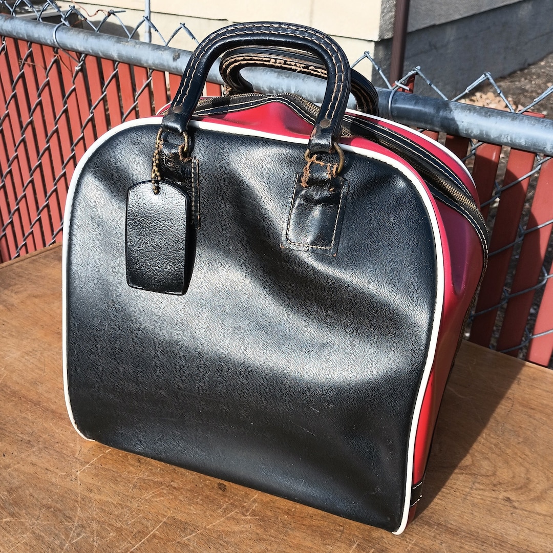 Vintage Bowling Ball Bag Black and Red Leed's Travelware, New York Etsy