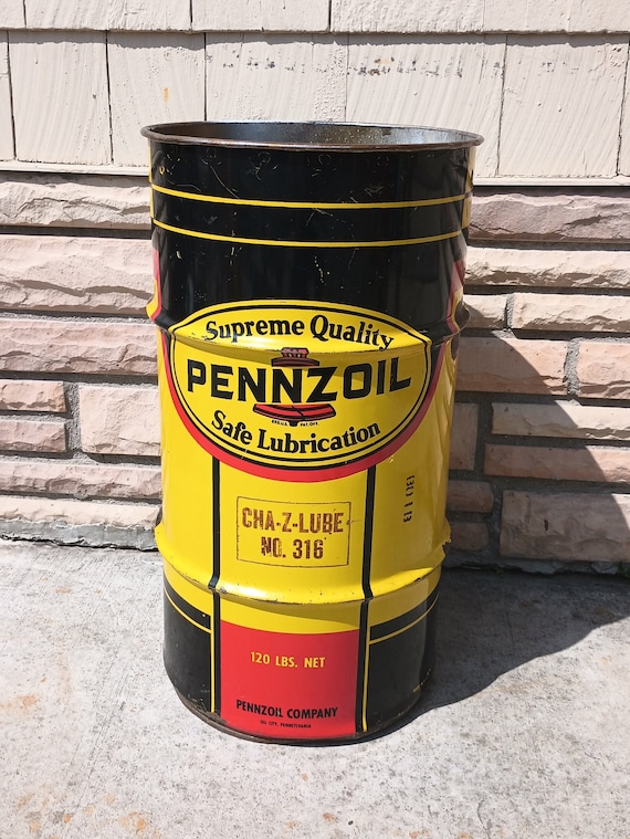 Vintage Steel Drum - Pennzoil Cha-z-lube - Etsy