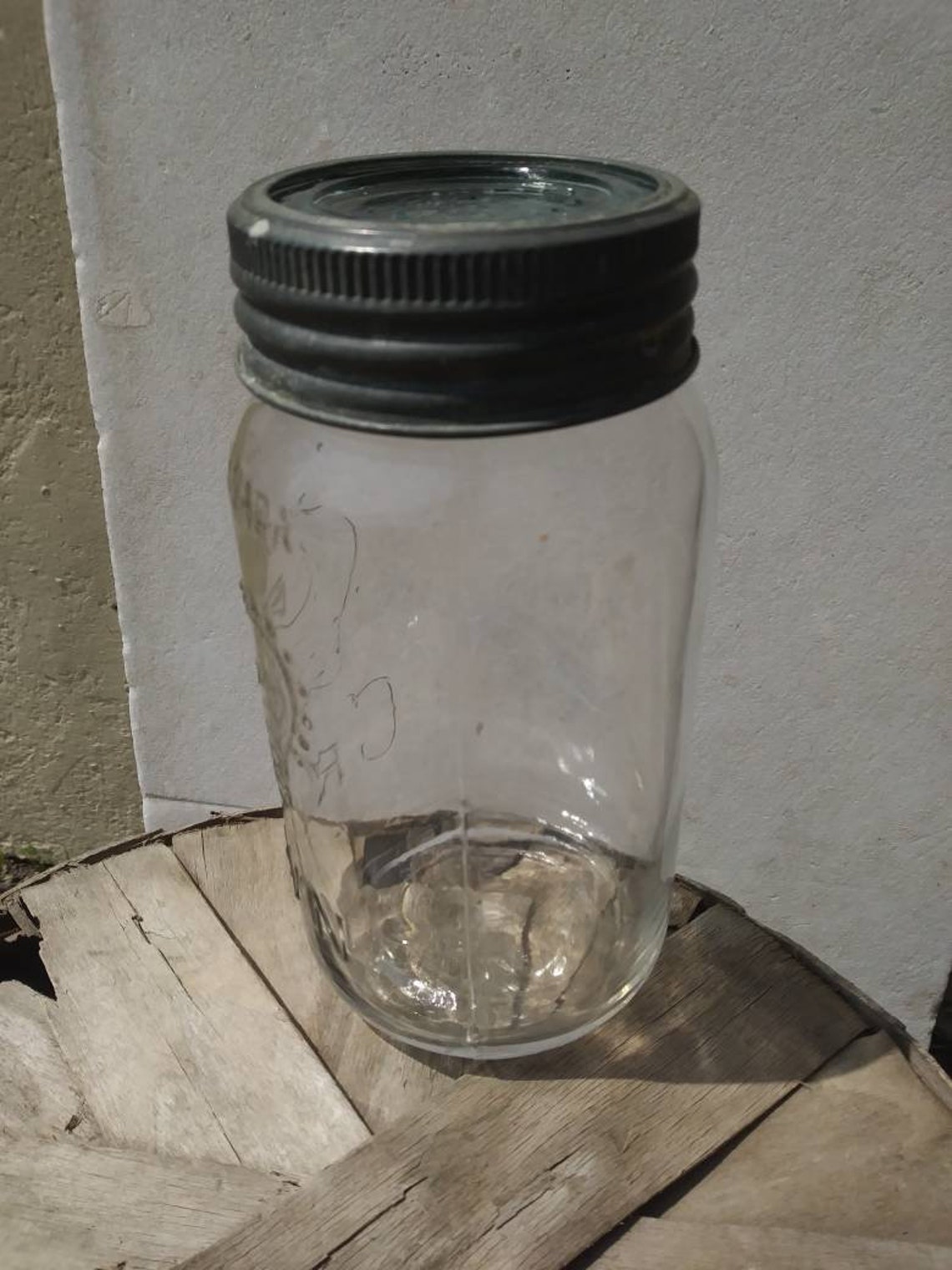 Vintage Crown Mason Jar with Glass Lid Made in Canada Etsy