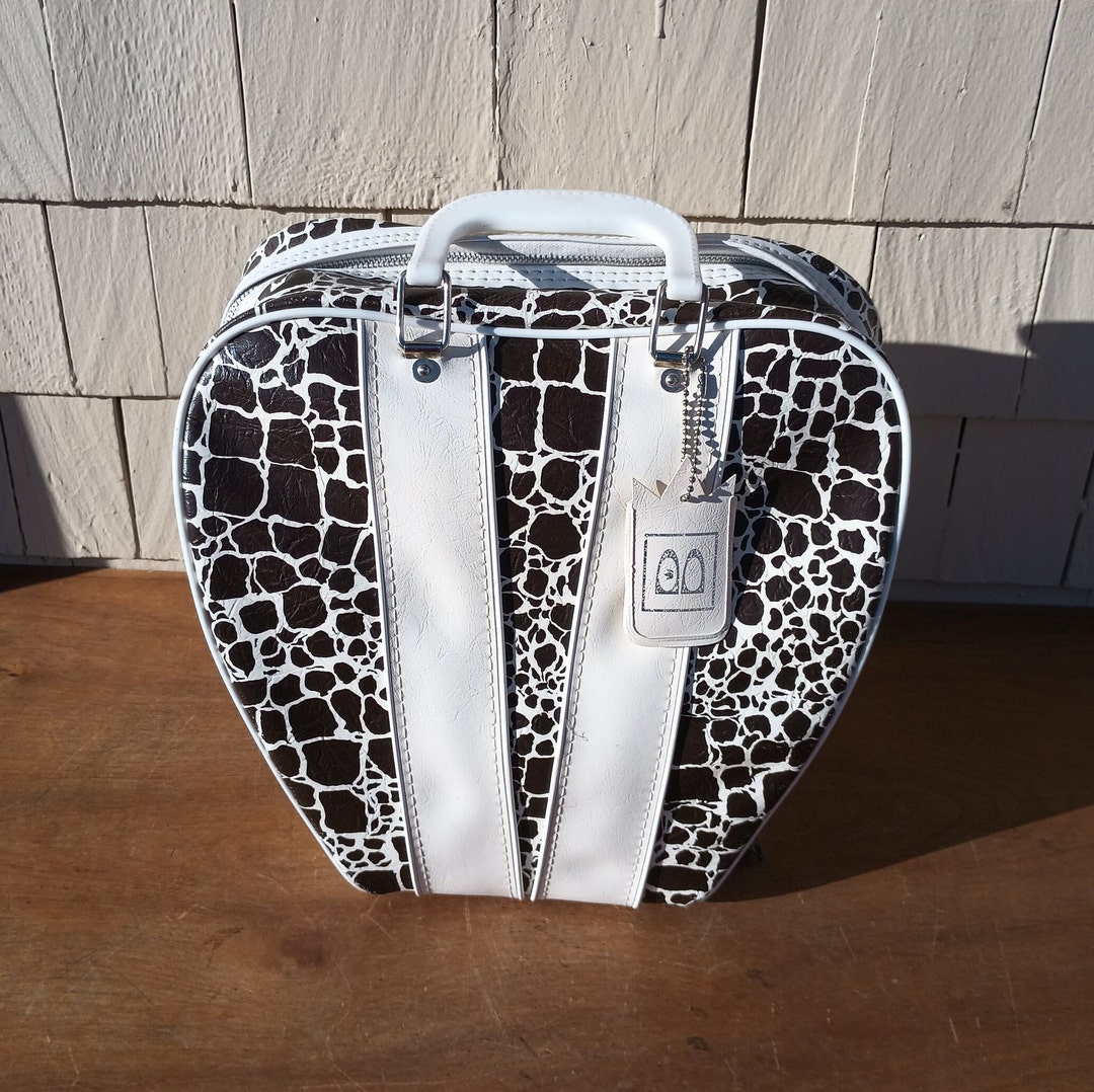 Vintage Brunswick Bowling Ball Bag Black and White Alligator Skin