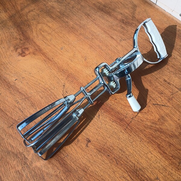 Vintage Hand Mixer - Chrome and White - Maynard
