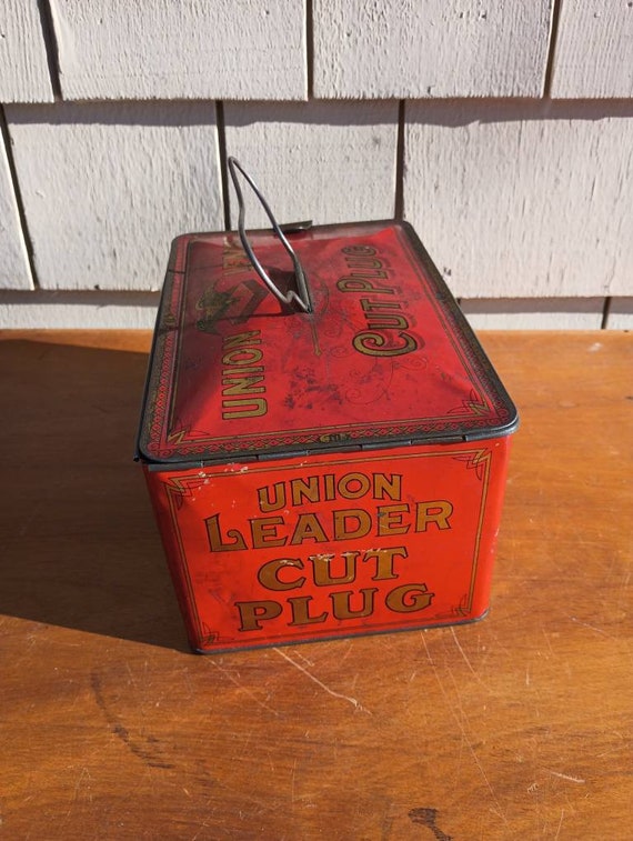 ヴィンテージ タバコ缶 UNION LEADER CUT PLUG TIN Antique UNION LEADER Cut Plug Tin || EMPTY – TheBoxSF