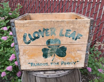 Vintage Milk Crate - Clover Leaf Creamery - Famous for Purity