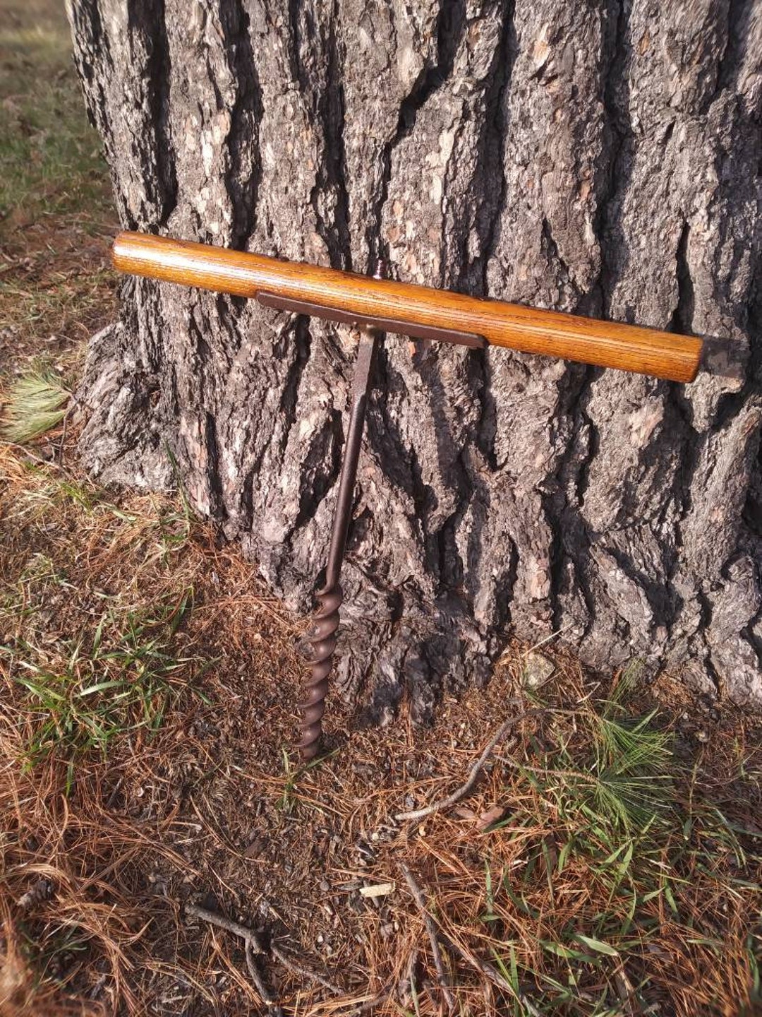 Vintage Auger Drill With Wooden Handle Refinished Etsy