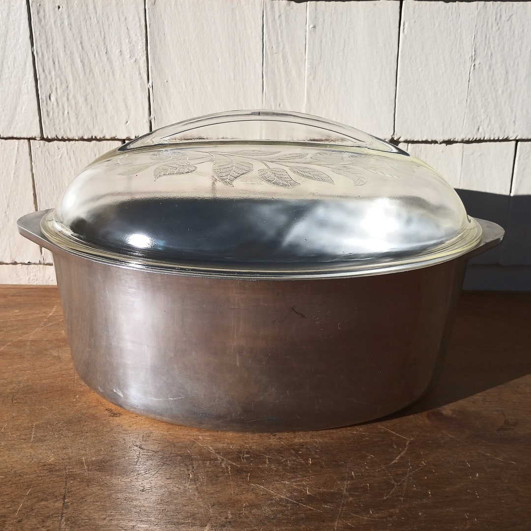 Vintage Aluminum Roaster Household Institute Glass Lid Etsy