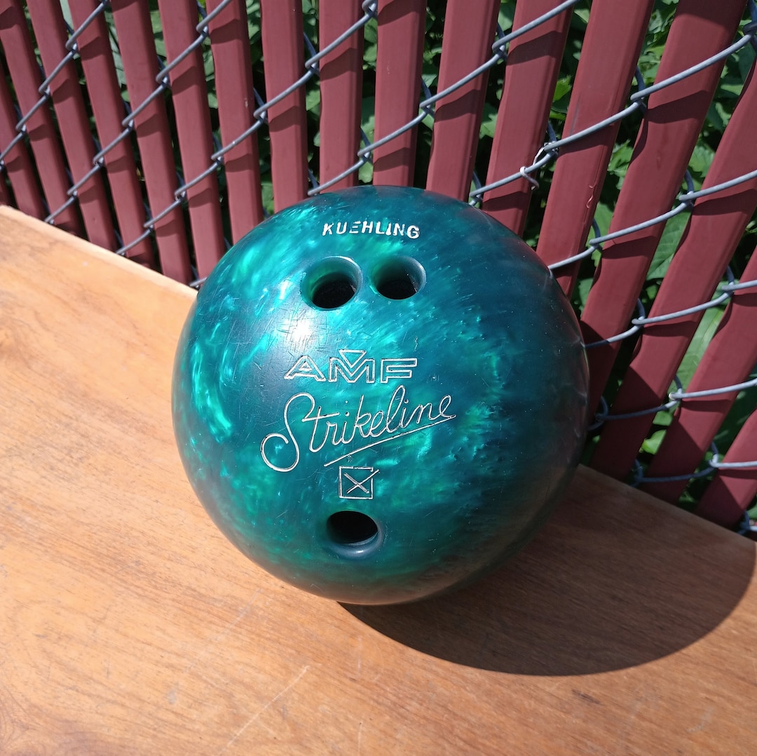 Vintage Light Blue/green Swirly Bowling Ball AMF Strikeline Used to