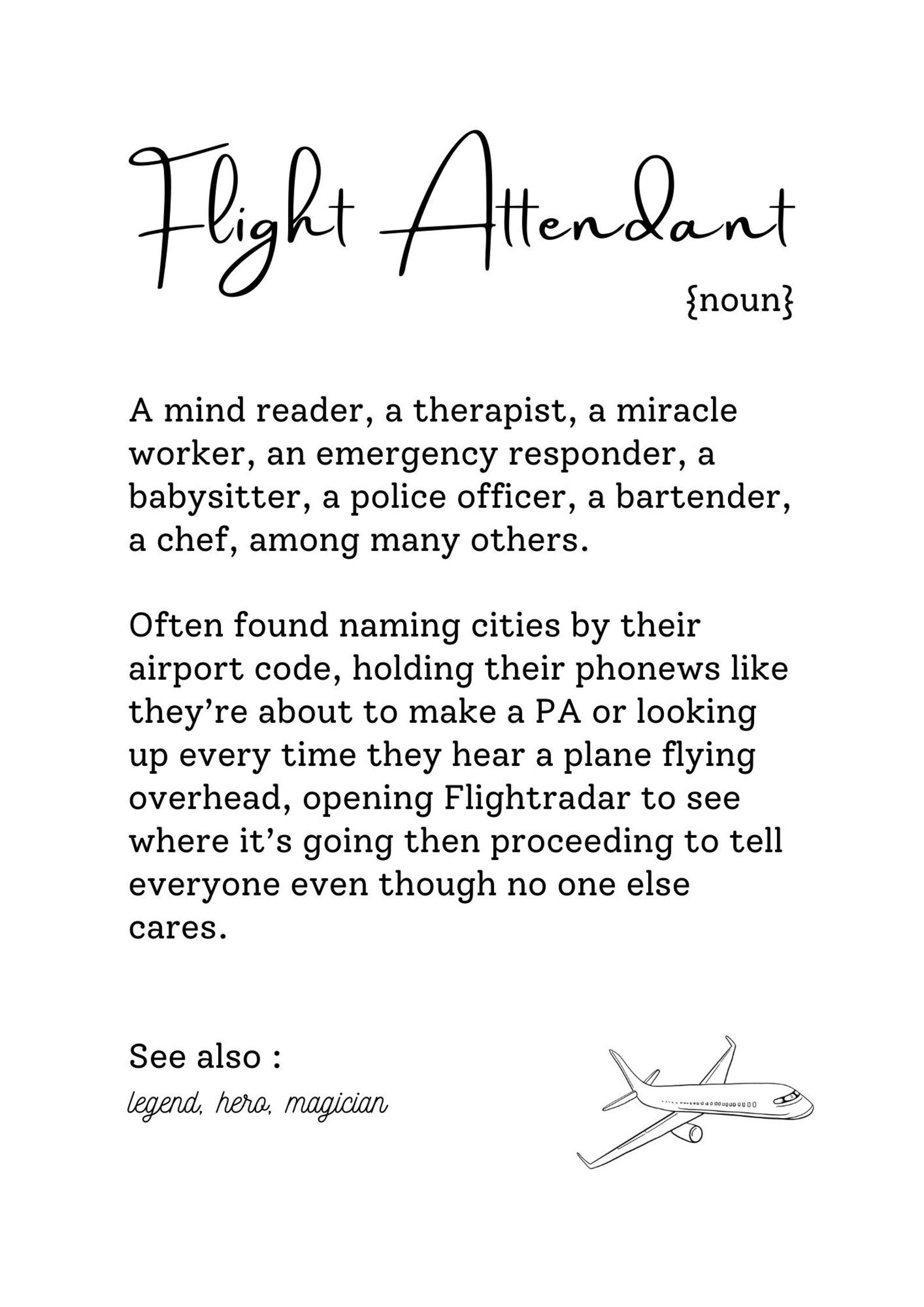 Cabin Crew Definition Digital Print Etsy