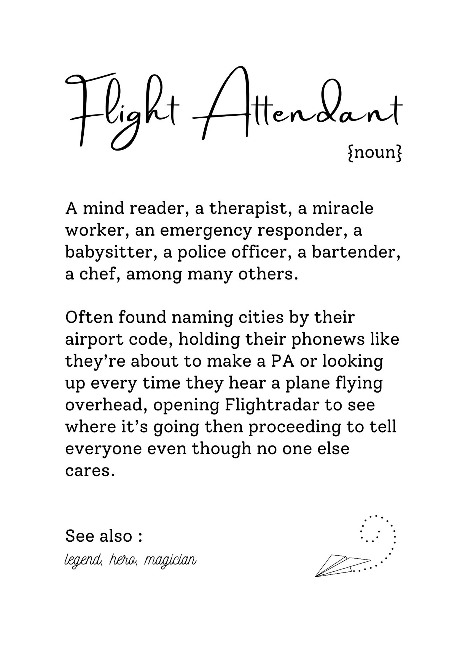 Cabin Crew Definition Digital Print Etsy