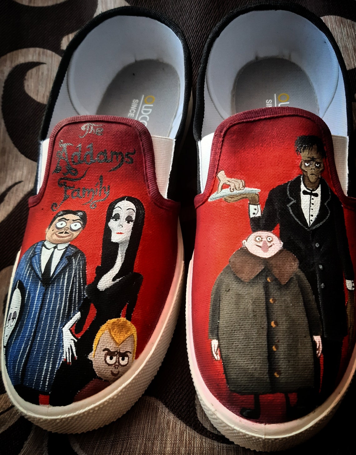 The Addams Family Custom made Hand-painted slip on | Etsy
