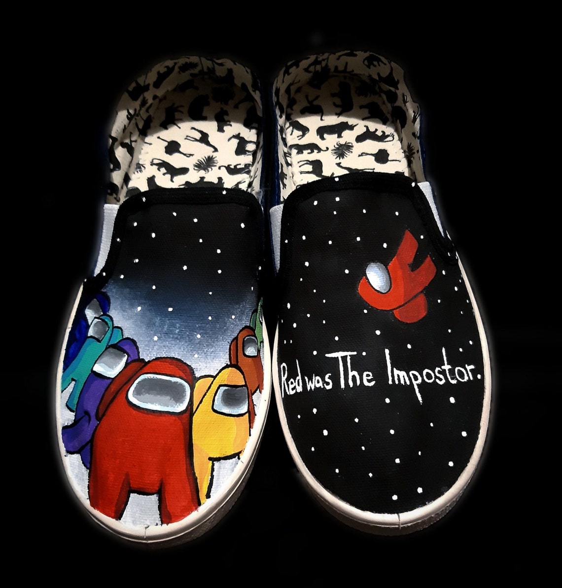 Among us Custom made Handpainted slip on Handmade shoes