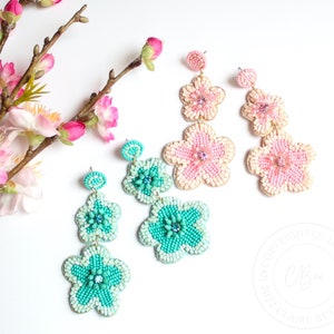 Hand Beaded Flower Earrings, Mother's Day Gift, Gift For Mom, Flower Earrings, Mothers Day Gifts, Gift For Mother, Earrings Gift