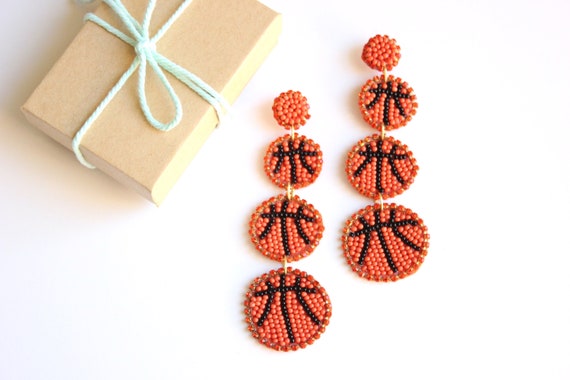 Beaded Basketball Mom Earrings Beaded Basketball Mom Earrings