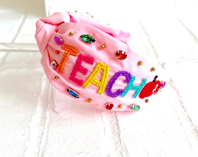 Pink Teach Headband, Teacher Appreciation Gift, Back to School Headband ...