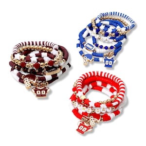 Beaded Game Day Bracelet Stack: Football Bracelets, Team Spirit Jewelry