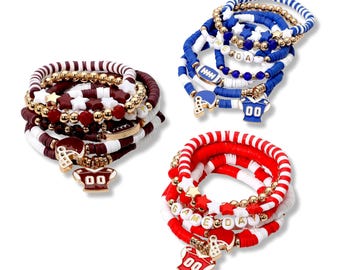Beaded Game Day Bracelet Stack: Football Bracelets, Team Spirit Jewelry