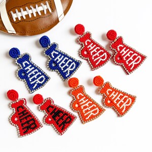 Beaded Megaphone Cheer Earrings: Cheerleader Gift