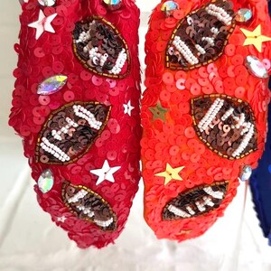 Red Sequin Football Headband: Game Day Sports Headband image 7