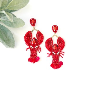 Lobster Earrings, Crawfish Earrings, Crawfish Boil Earrings, Lobster Festival Earrings, Beach Vacation Earrings, Spring Break Earrings