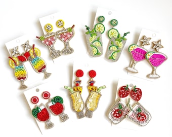 Festive Drink Earrings, Cocktail Drink Earrings, Vacation Jewelry, Girls Night Out Earrings, Fun Fashion Accesories
