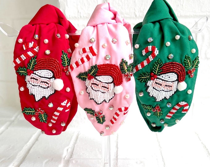 Santa Headbands, Christmas Headbands, Holiday Headbands, Christmas Party Ideas, Holiday Hair