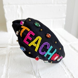 Beaded TEACH Headband: Colorful Teacher Outfit, Back to School Gift