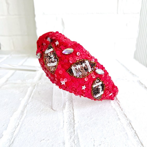 Red Sequin Football Headband: Game Day Sports Headband