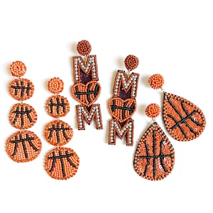 Hand-Beaded Basketball Earrings: Game Day Jewelry