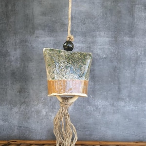 Earthly Melodies: Handcrafted Ceramic Harmony Enchanted Forest Sunflower Bell