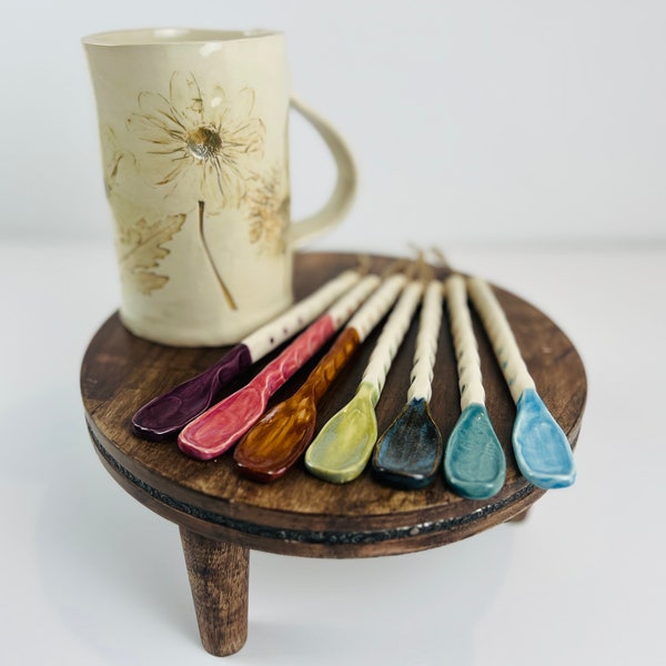 Handmade Ceramic Boho Spoon, Rustic Stirring Spoon, Coffee Spoon