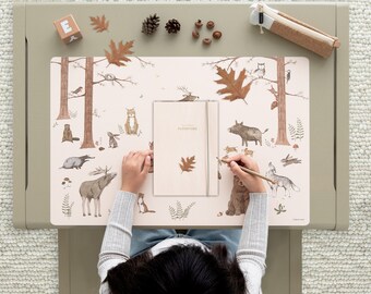Desk pad forest animals blush; washable; Gift idea for children