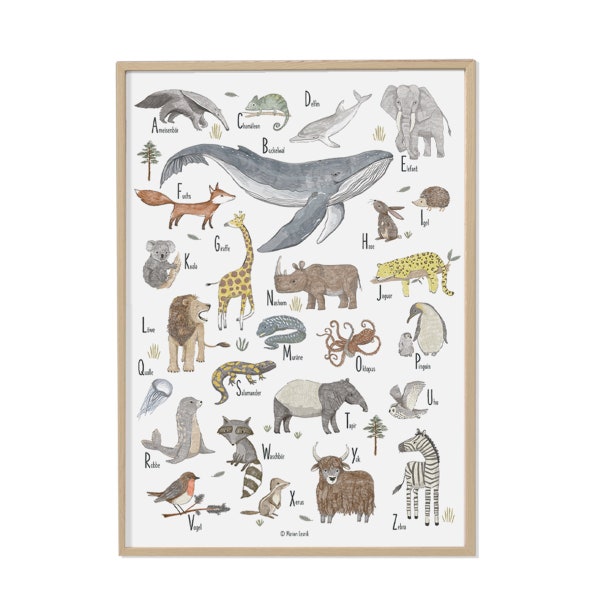 Poster ABC der Tiere; Kunstdruck Kinder