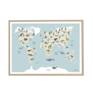 Poster "Dinosaur World Map"; Boys Girls Gift;