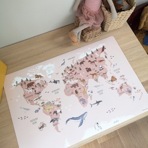 Sottomano mappa del mondo rosa lavabile Idea regalo per bambini immagine 2