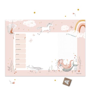 Schreibtischunterlage/Wochenplaner Mermaid; Geschenkidee Kinder