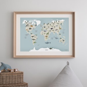 Poster " Dinosaurier Weltkarte"; Jungen Mädchen Geschenk;