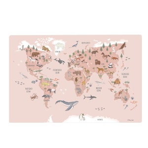 Sottomano mappa del mondo rosa lavabile Idea regalo per bambini immagine 4