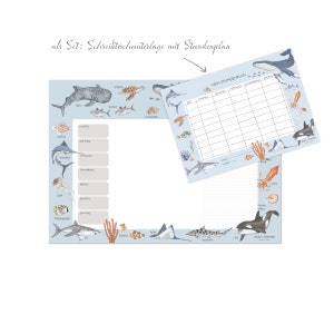 Ensemble de planificateur hebdomadaire/sous-main avec calendrier animaux marins
