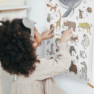 Afiche ABC de los Animales; Lámina artística infantil