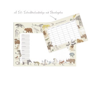 Ensemble de planificateur hebdomadaire/sous-main avec calendrier ABC des animaux