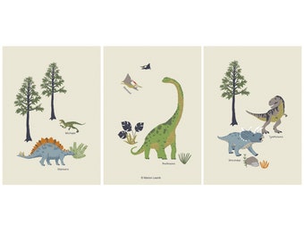 Dinosaurier Poster 3er Set; Lernposter; T-Rex ; tolles Geschenk Kinder; Kindergarten;